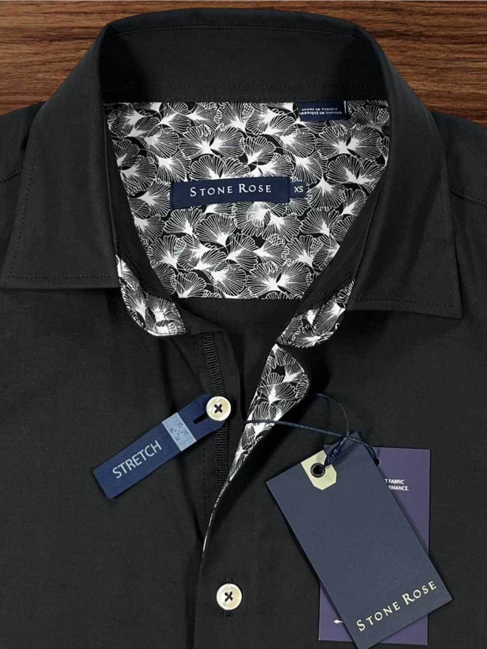 Stone Rose 2-Way Stretch Black Dress Shirt. XS - Picture 4 of 11